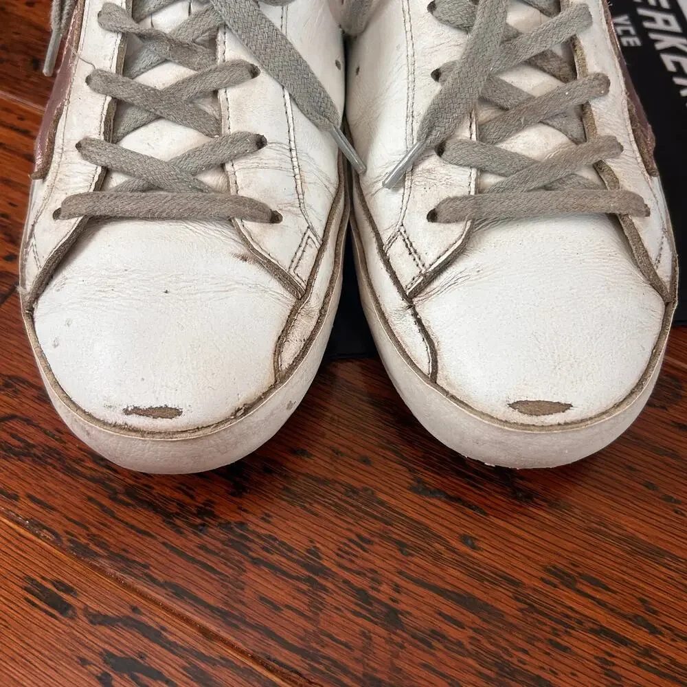 Golden Goose Superstar Sneakers w/Pink Metallic Star and Gold Heel Tab Sz 39 - Picture 8 of 15